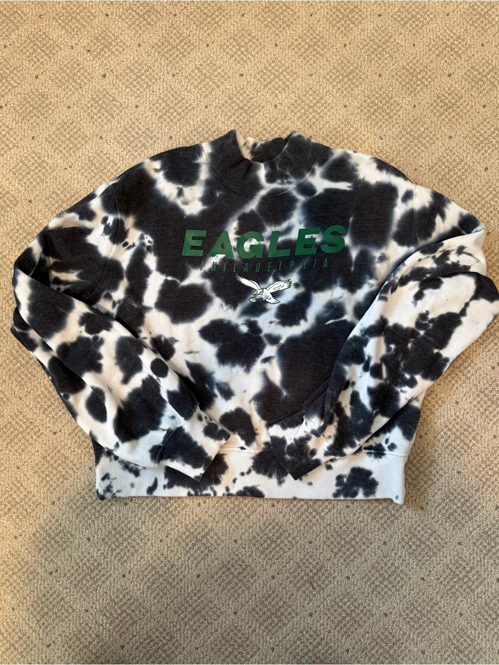 Junk Food Clothing Black & White Tie-Dye Crewneck